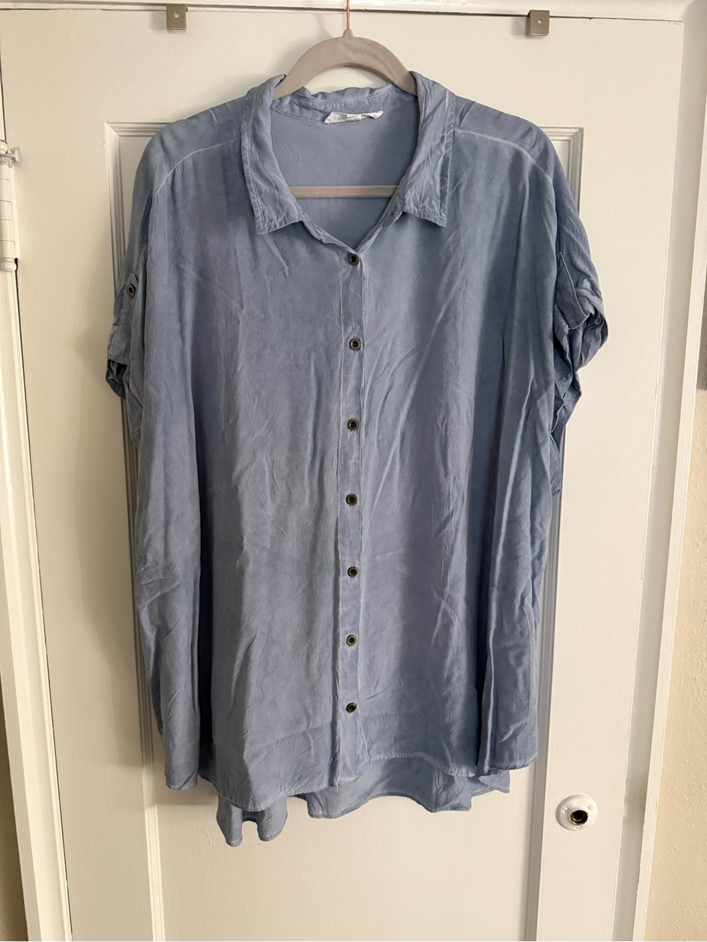 Women's Light Blue Button-Front Casual Shirt